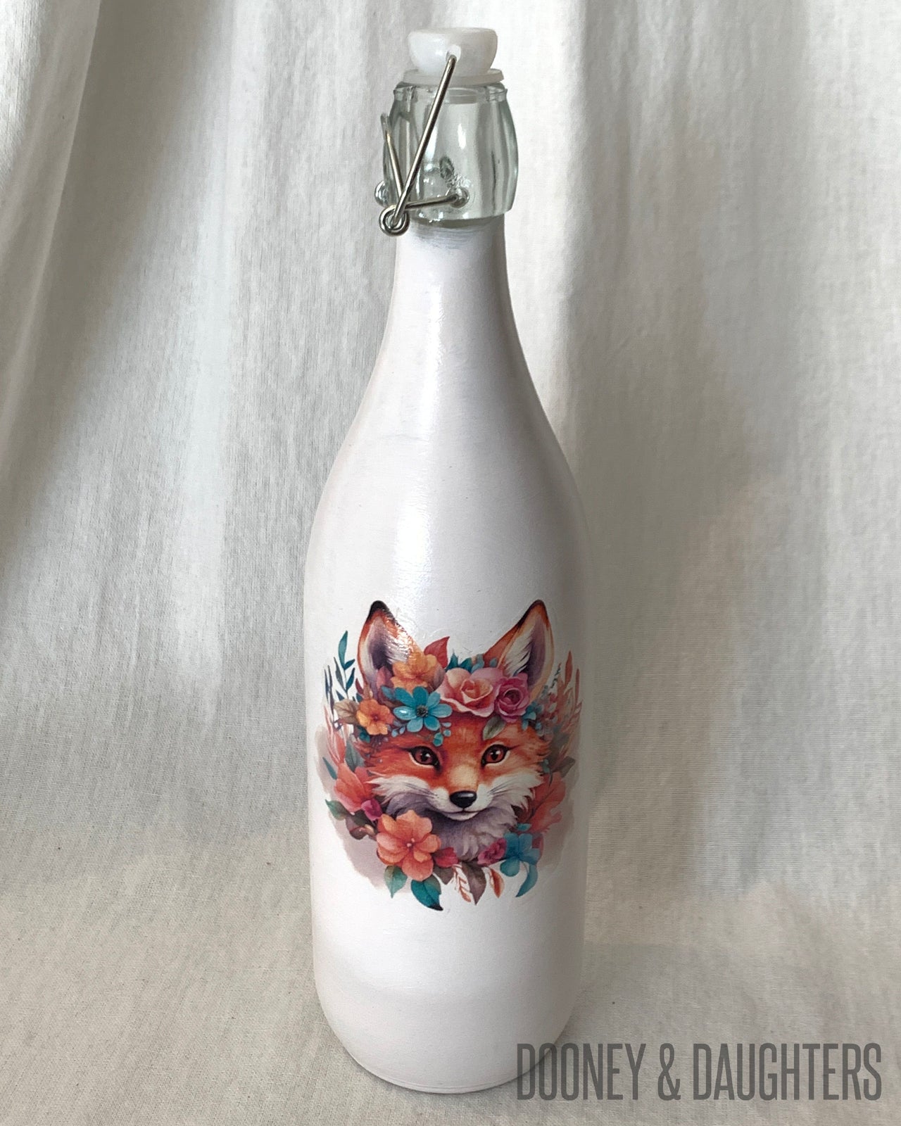 Floral Fox Four Glass Bottle