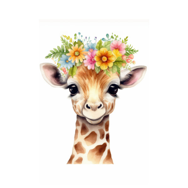 Floral Giraffe White Cloud Transfer