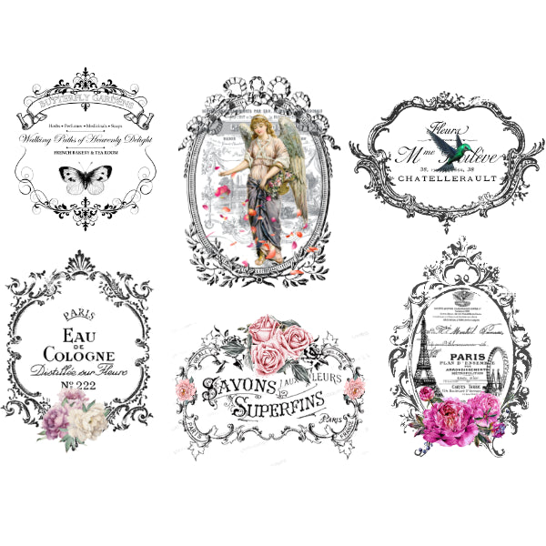 Floral Label 1 White Cloud Decor Transfer