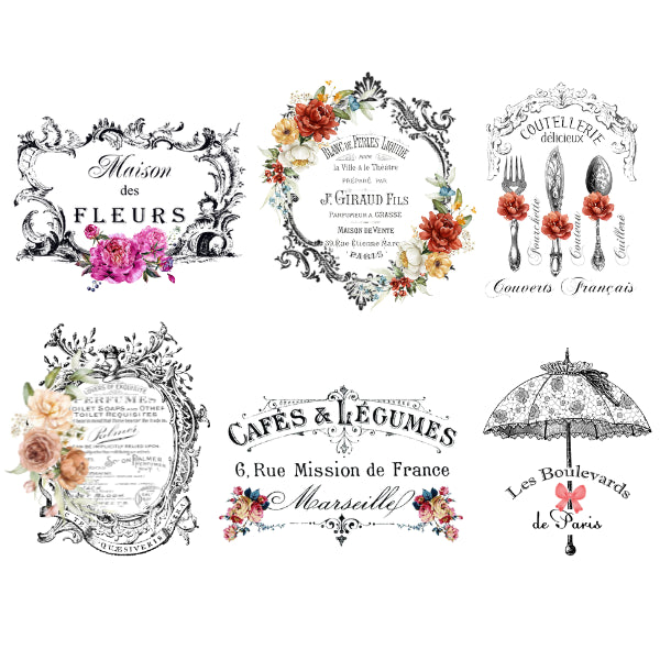 Floral Label 2 White Cloud Decor Transfer