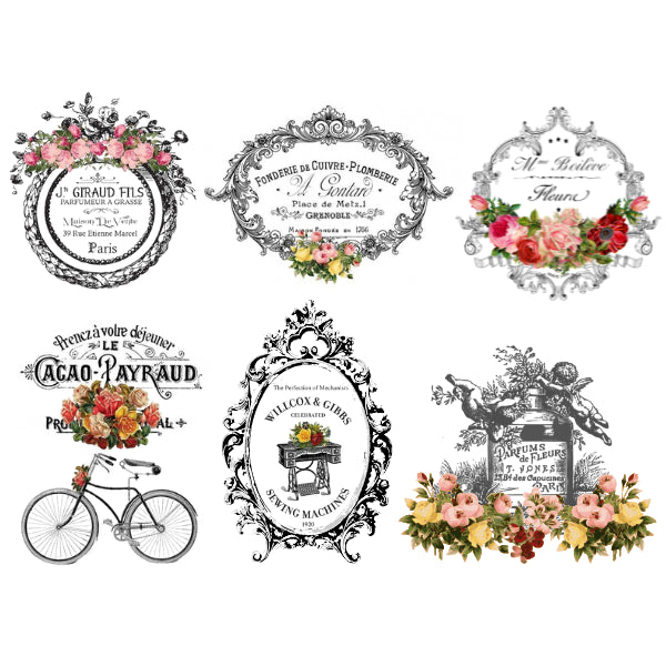 Floral Label 3 White Cloud Decor Transfer