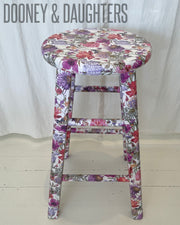 Floral Poem Decoupaged Stool