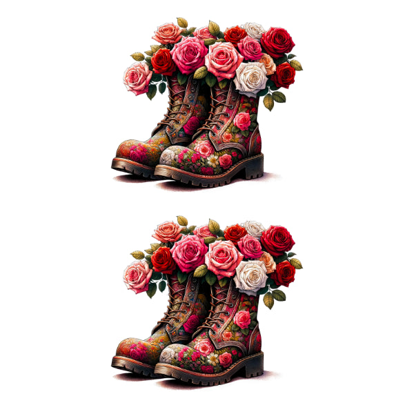 Flower Boots 2 White Cloud Decor Transfer