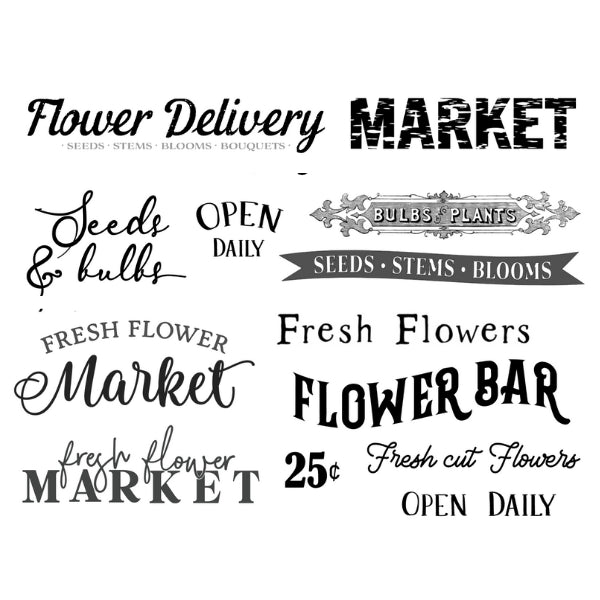 Flower Market Labels White Cloud Decor Transfer