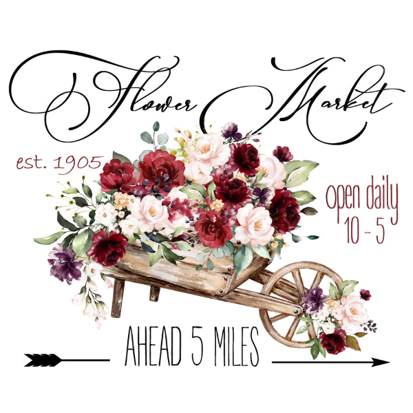 Flower Market Roses White Cloud Decor Transfer