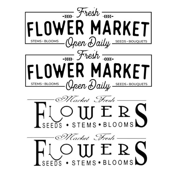 Flower Market Signs White Cloud Decor Transfer