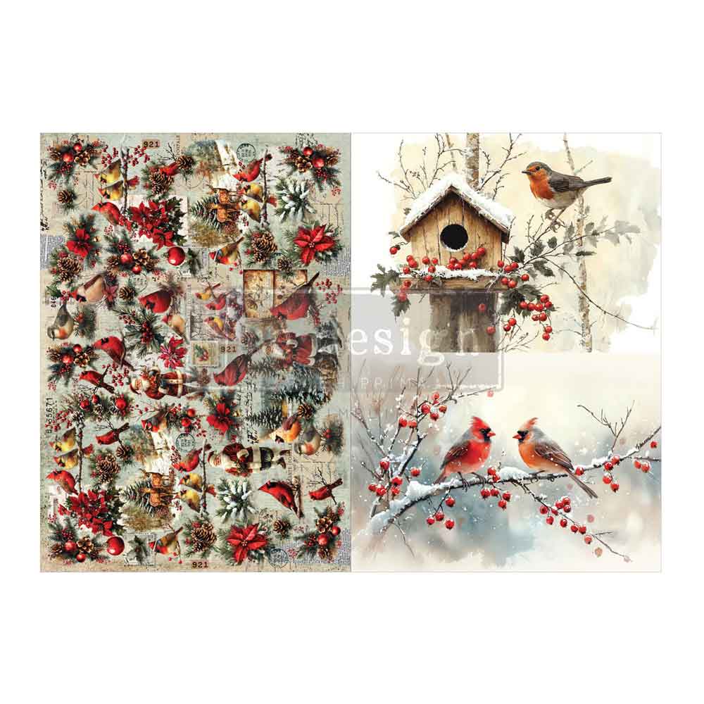 Decoupage Fiber A3 - Feathered Elegance Christmas 2 Sheets