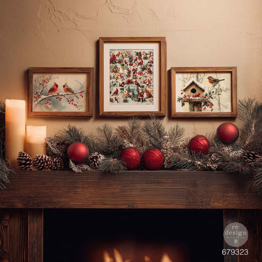 Decoupage Fiber A3 - Feathered Elegance Christmas 2 Sheets