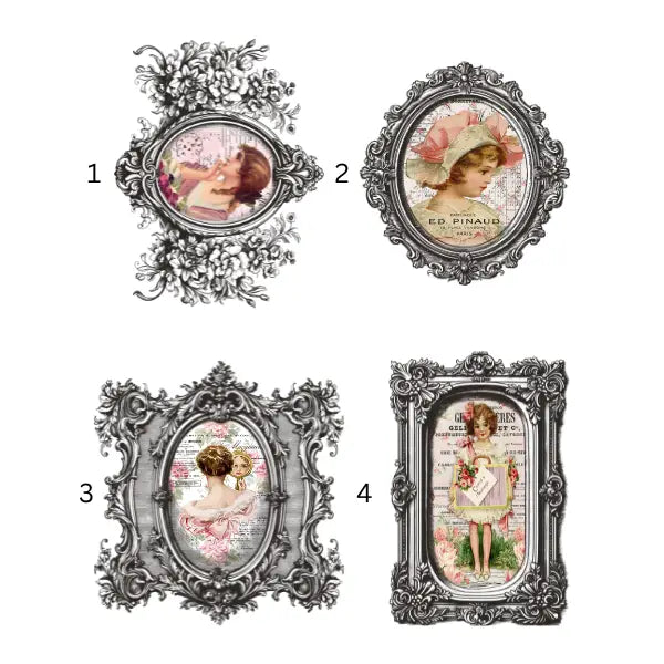 French Ornate Labels 2 White Cloud Decor Transfer