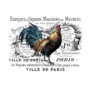 French Rooster White Cloud Decor Transfer