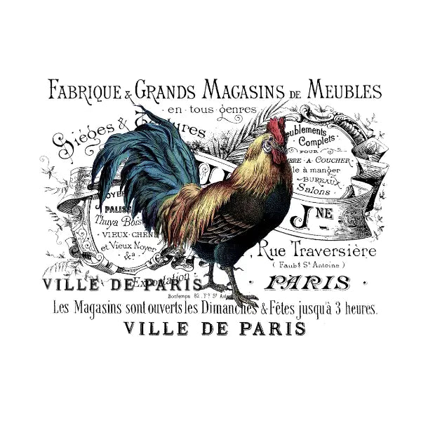 French Rooster White Cloud Decor Transfer