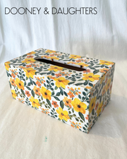 Golden Flowers Rectangle Tissue Box