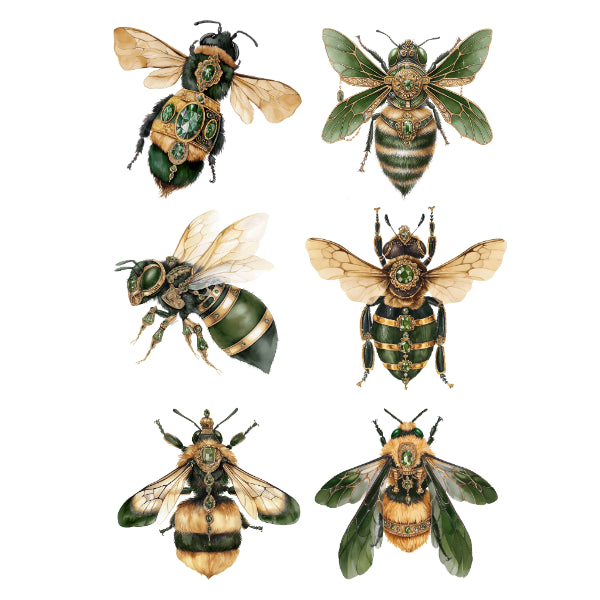 Illustrations of green and yellow bees Green Bees White Cloud Decor Transfer