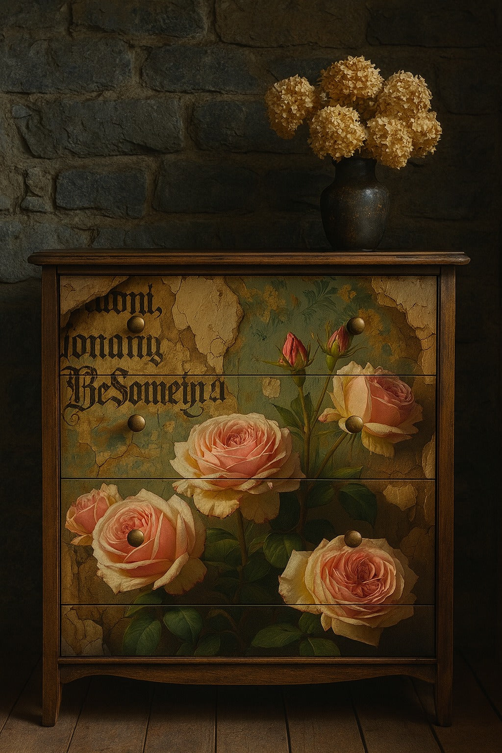 Gritty Roses Decoupage Paper