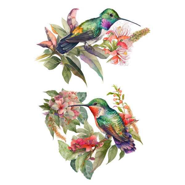 Humming Birds 3 White Cloud Decor Transfer