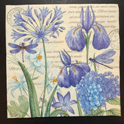Napkin - Irises, Hydrangeas & Dragonflies