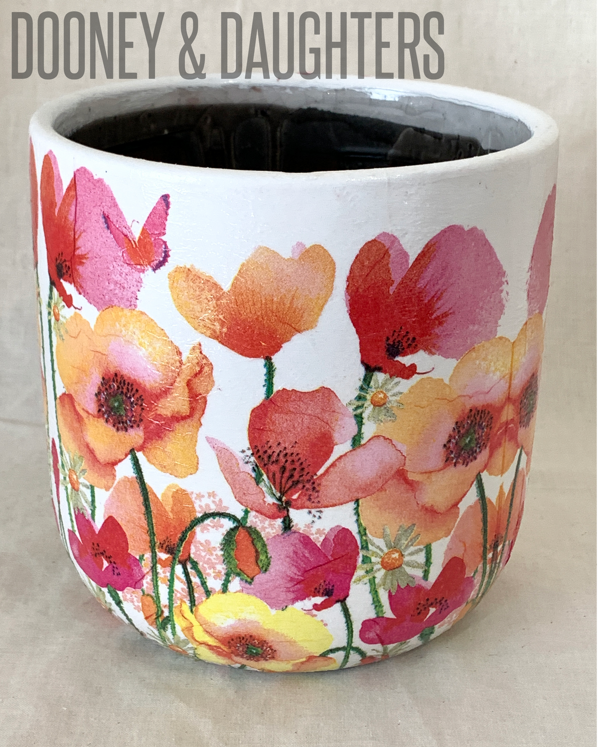 Large Pot - Aquarell Poppies & Daisies