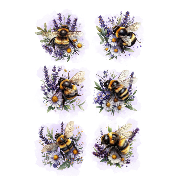 Lavender Bees White Cloud Decor Transfer