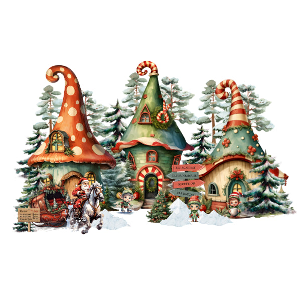 Little Elf Village White Cloud Decor Transfer