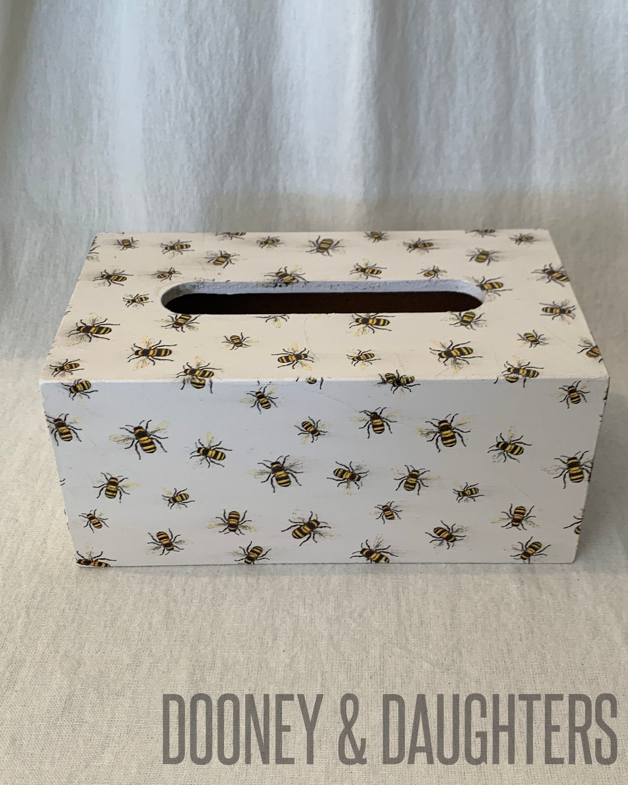 Lovely Bees White Rectangle Tissue Box