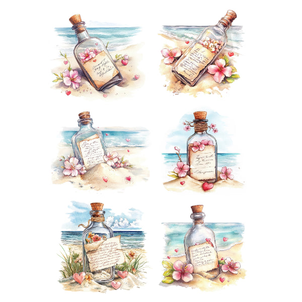 Message in a Bottle White Cloud Decor Transfer
