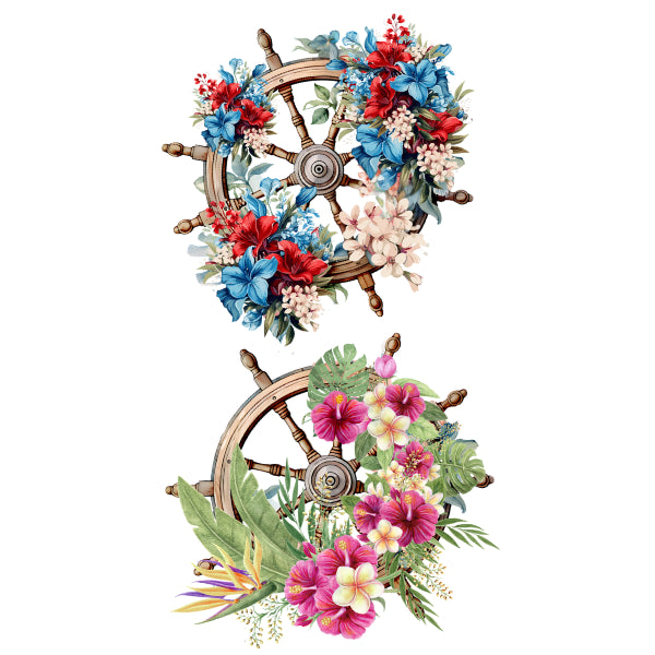 Nautical Wheel 1 White Cloud Decor Transfer