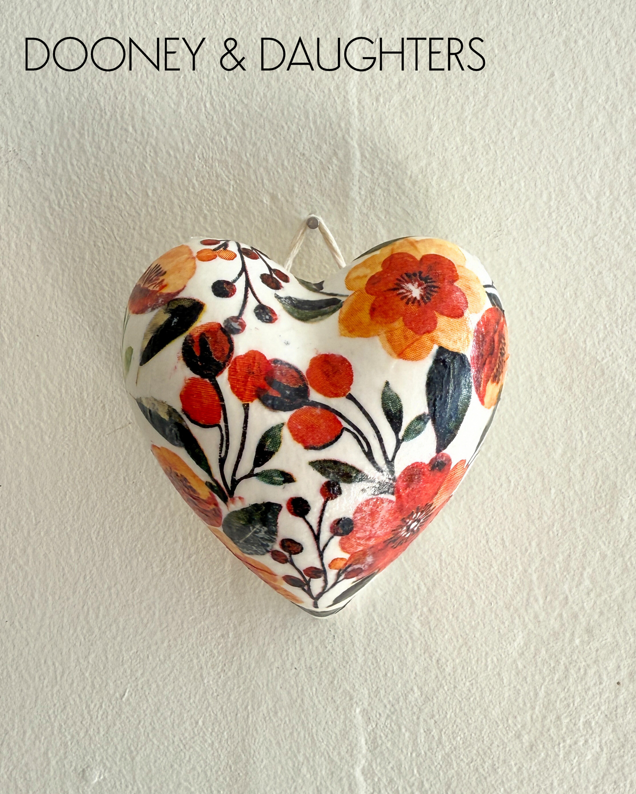 Mini Heart - Orange Floral Pattern