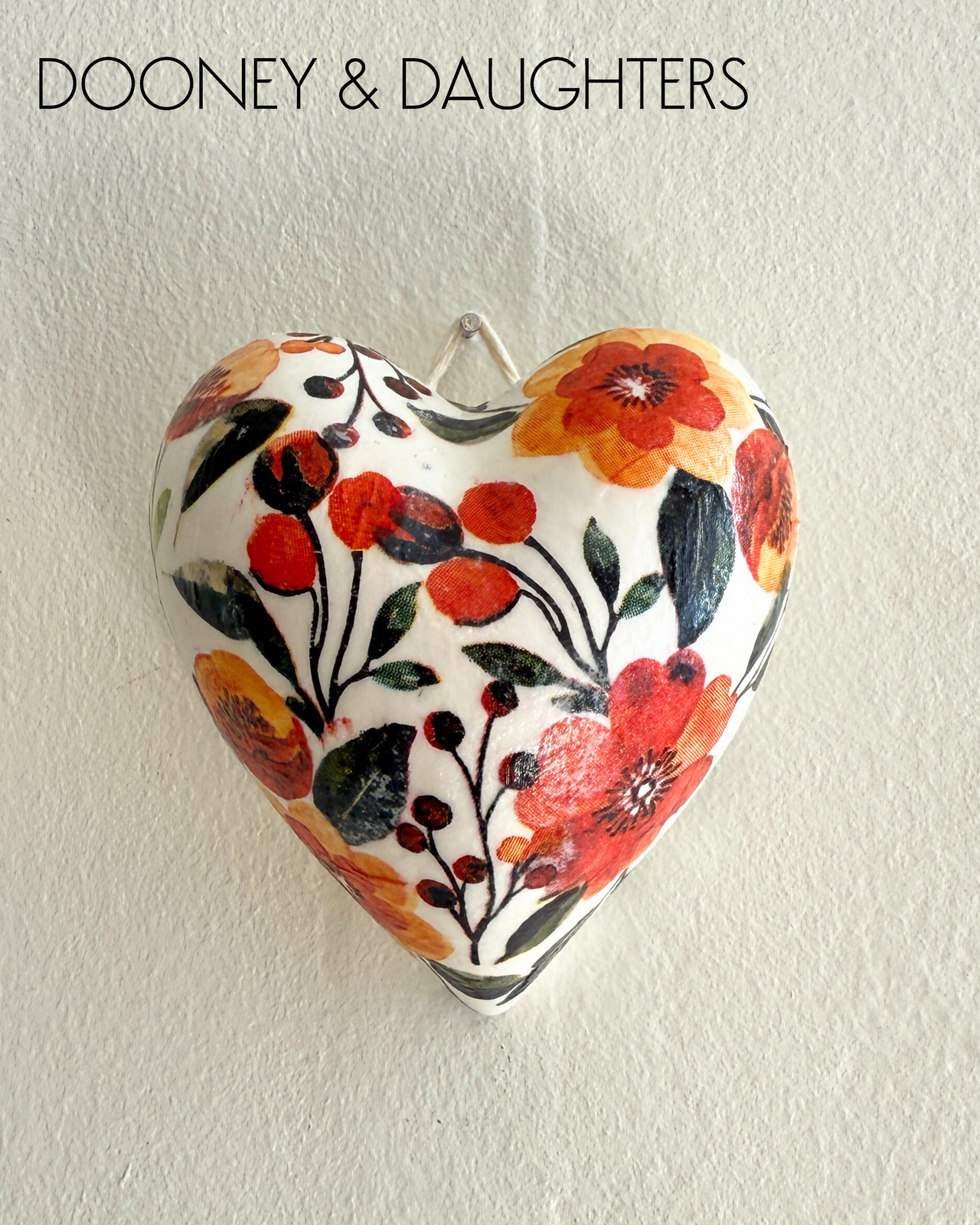 Mini Heart - Orange Floral Pattern
