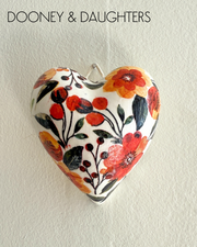 Mini Heart - Orange Floral Pattern