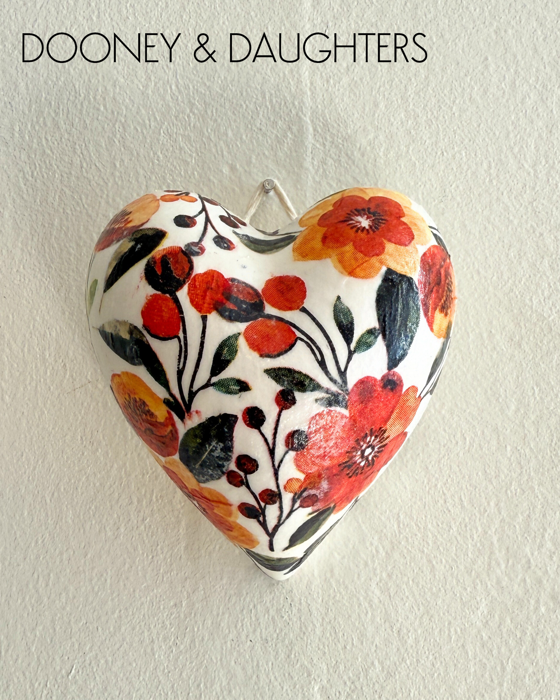 Mini Heart - Orange Floral Pattern
