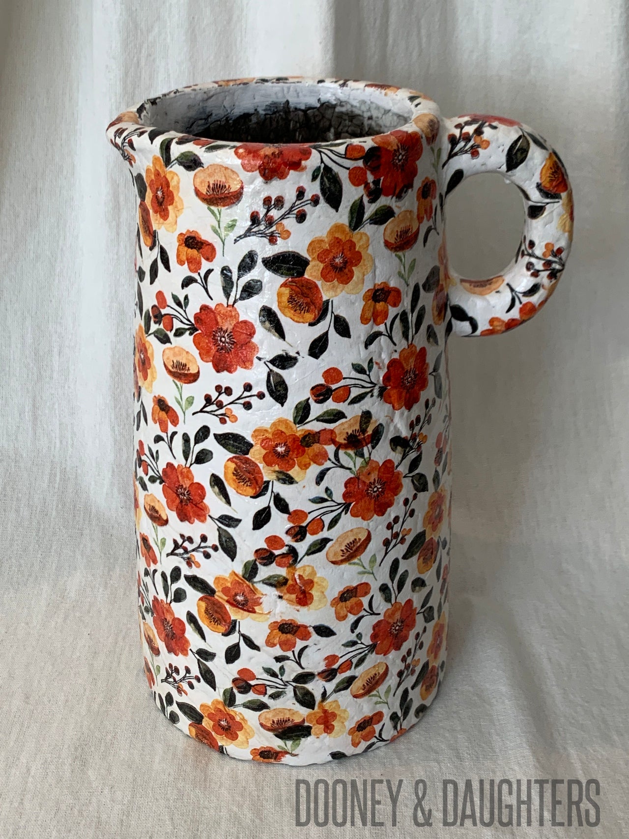 Orange Floral Pattern Vase