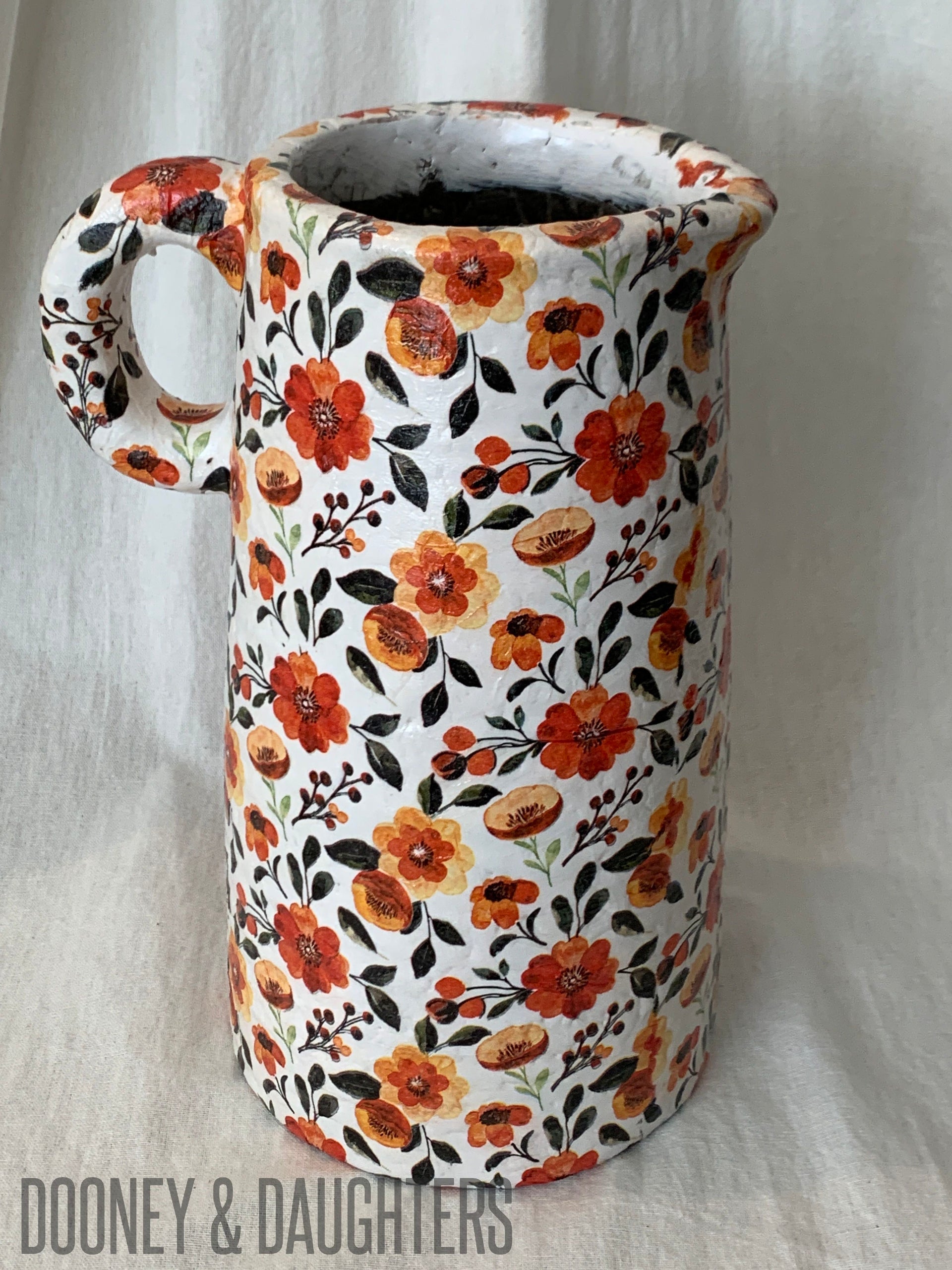 Orange Floral Pattern Vase