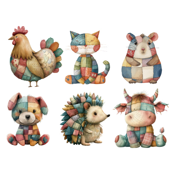 Patchwork Animals 2 | White Cloud Transfer | Rub On Transfer