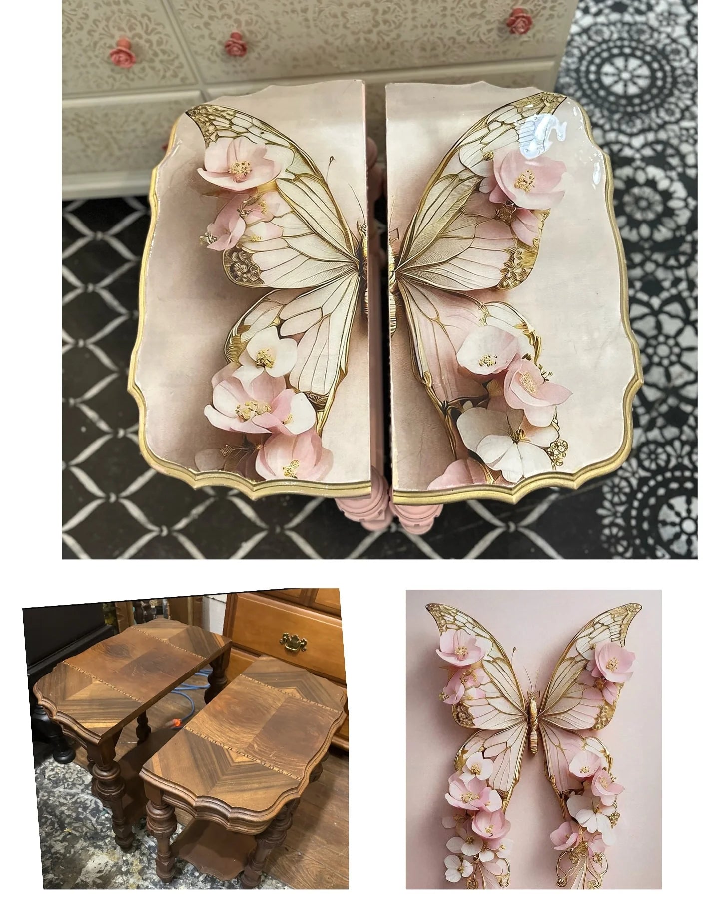 Pink Butterfly Decoupage Paper