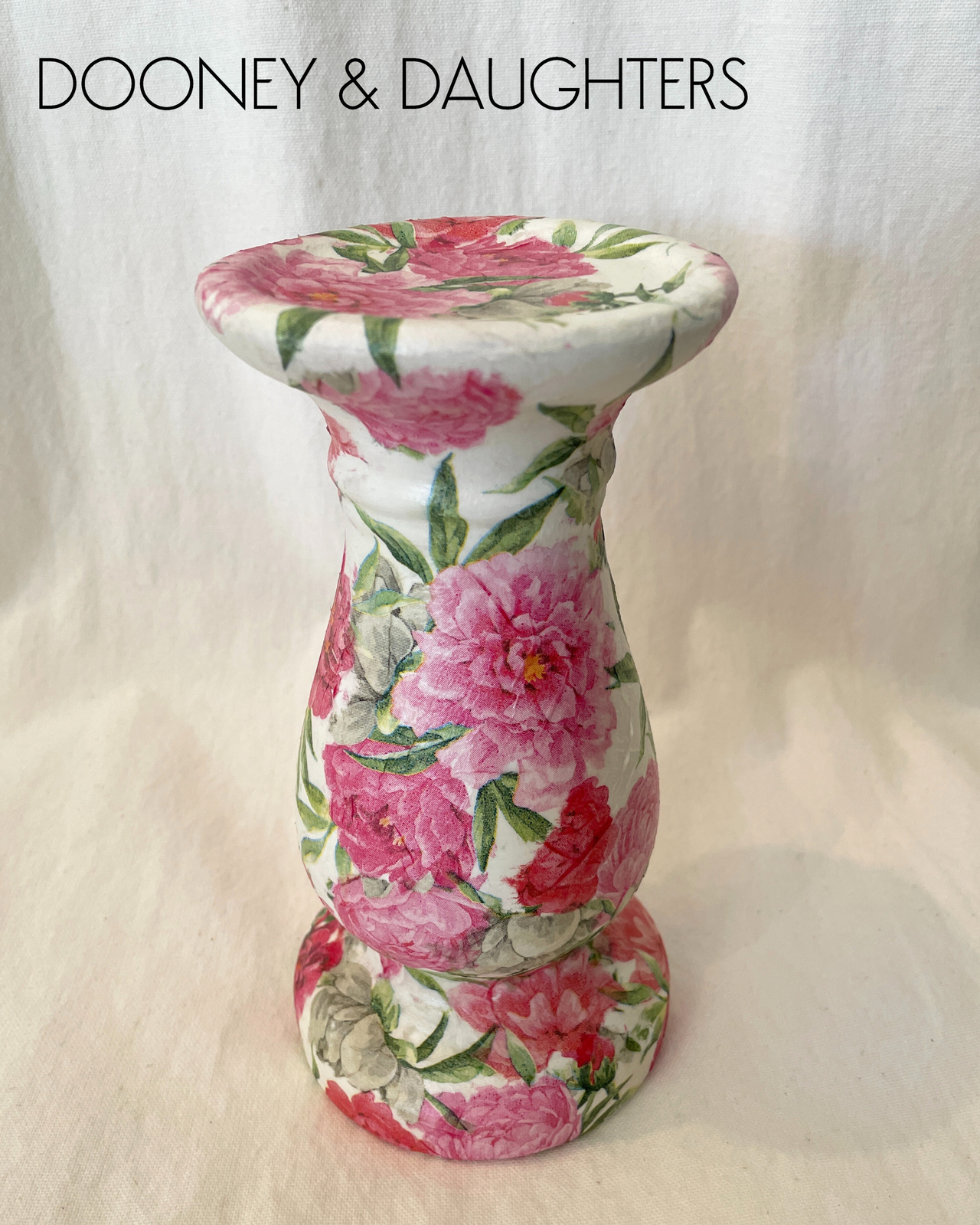 Candle Holder - Pink Floral