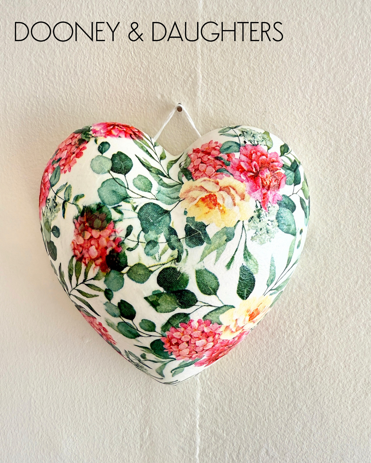 Medium Heart - Pink & Green Floral