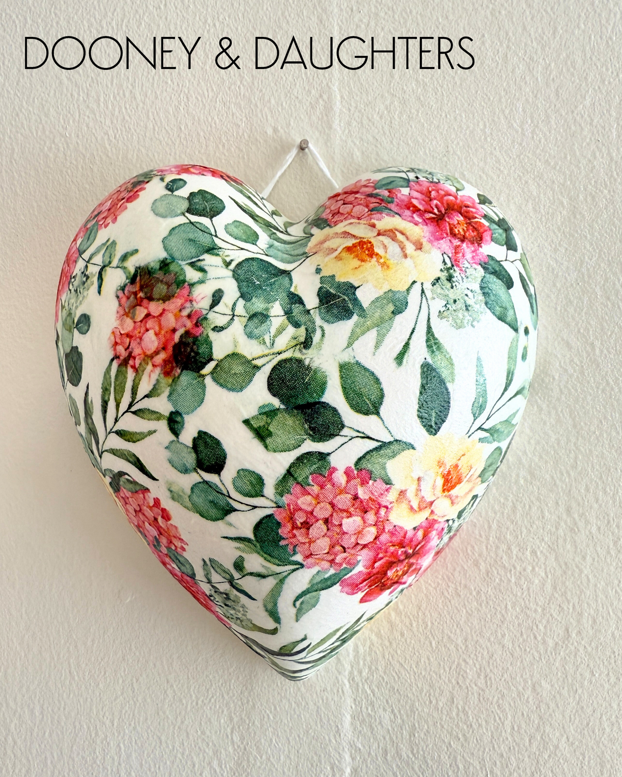 Medium Heart - Pink & Green Floral