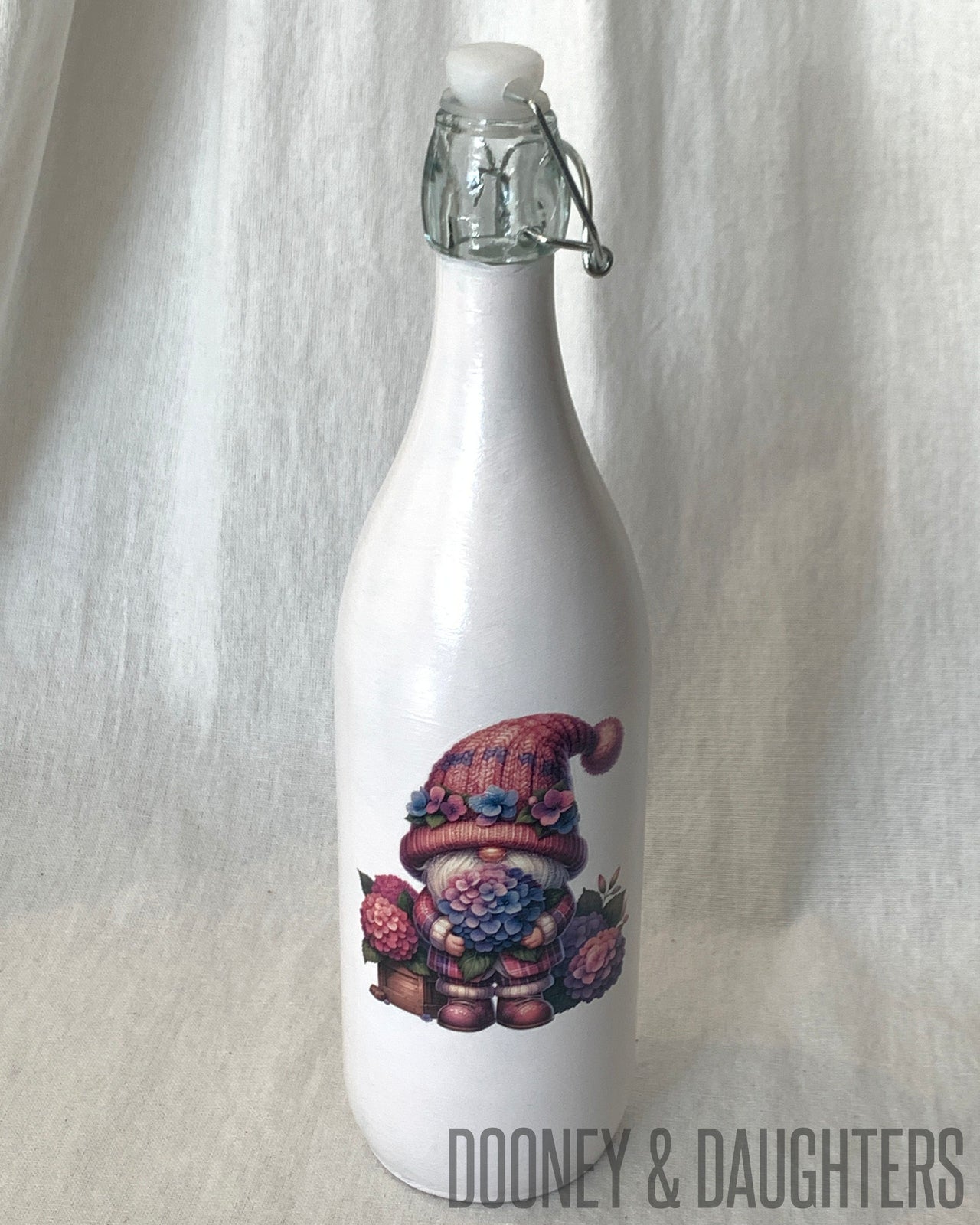 Pink & Purple Gnomes One Glass Bottle