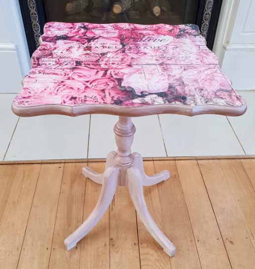 Pink Roses Pedestal Table