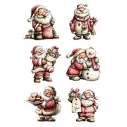 Pink Vintage Santa White Cloud Decor Transfer