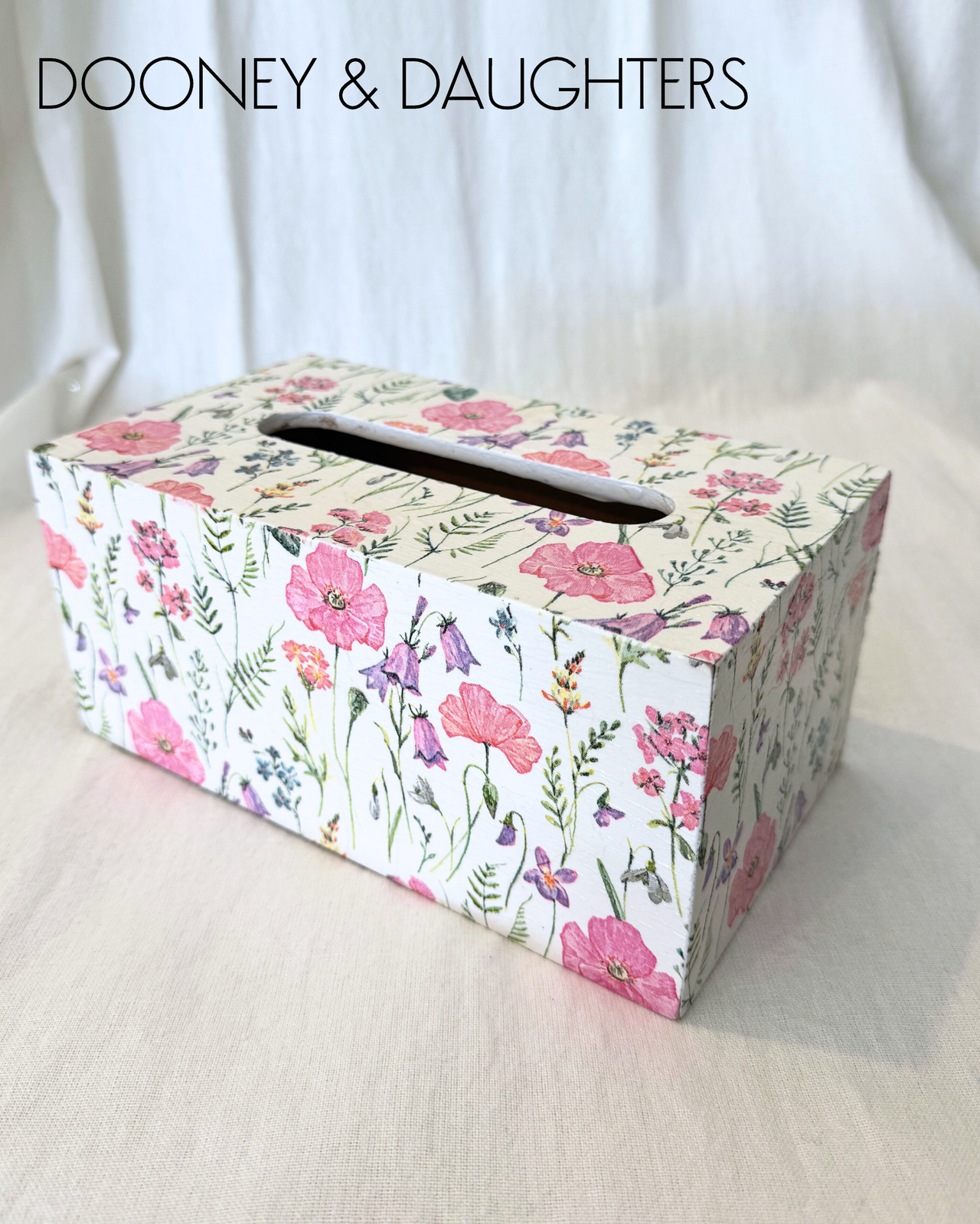 Pretty Pink Flowers Rectangle Tissue Box