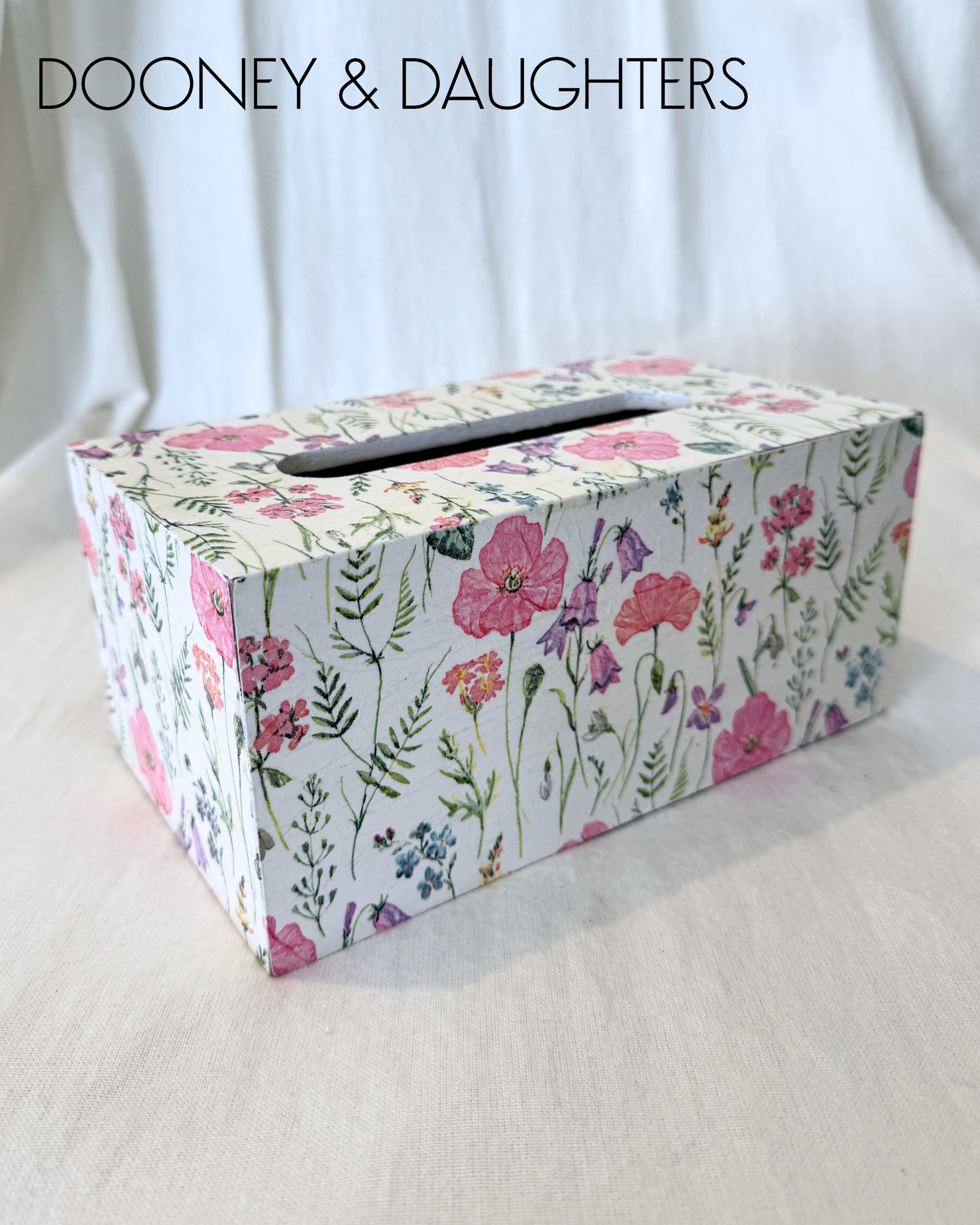 Pretty Pink Flowers Rectangle Tissue Box