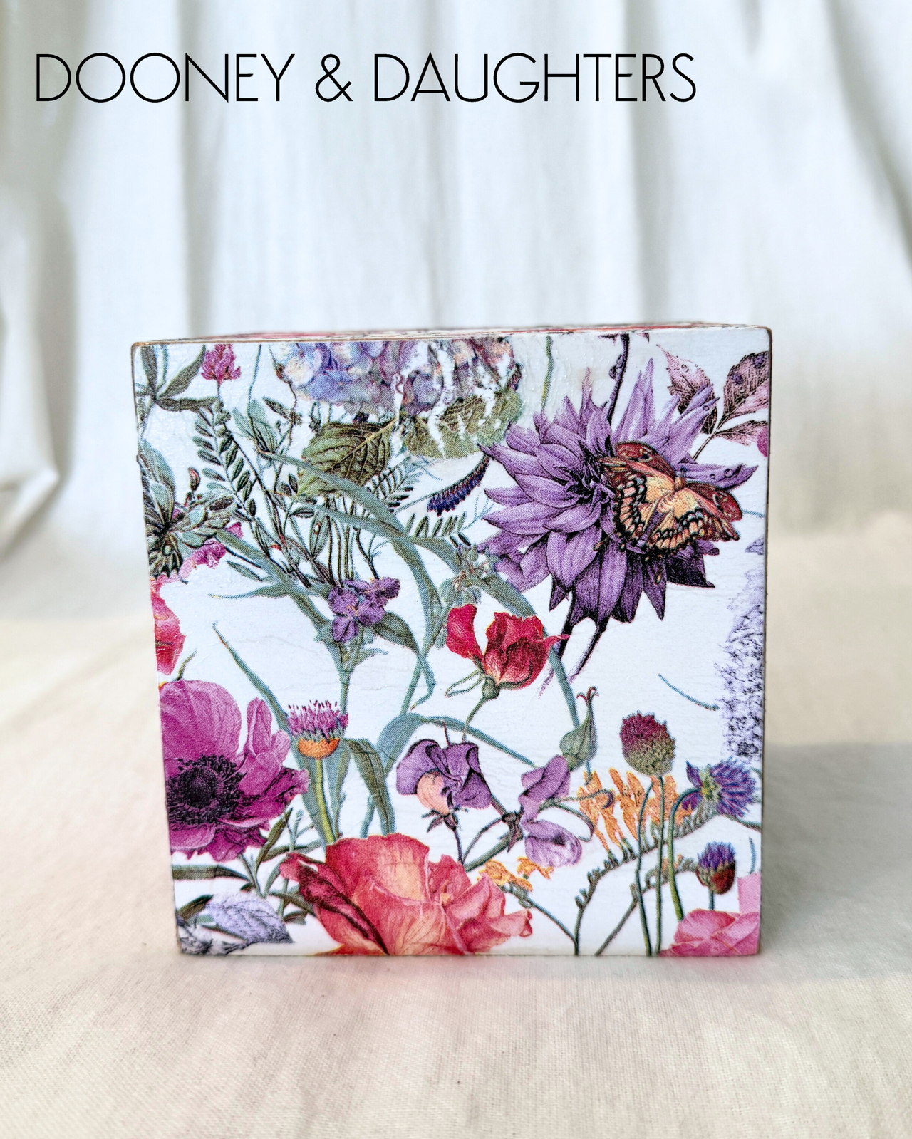 Purple Flowers Square Tissue Box