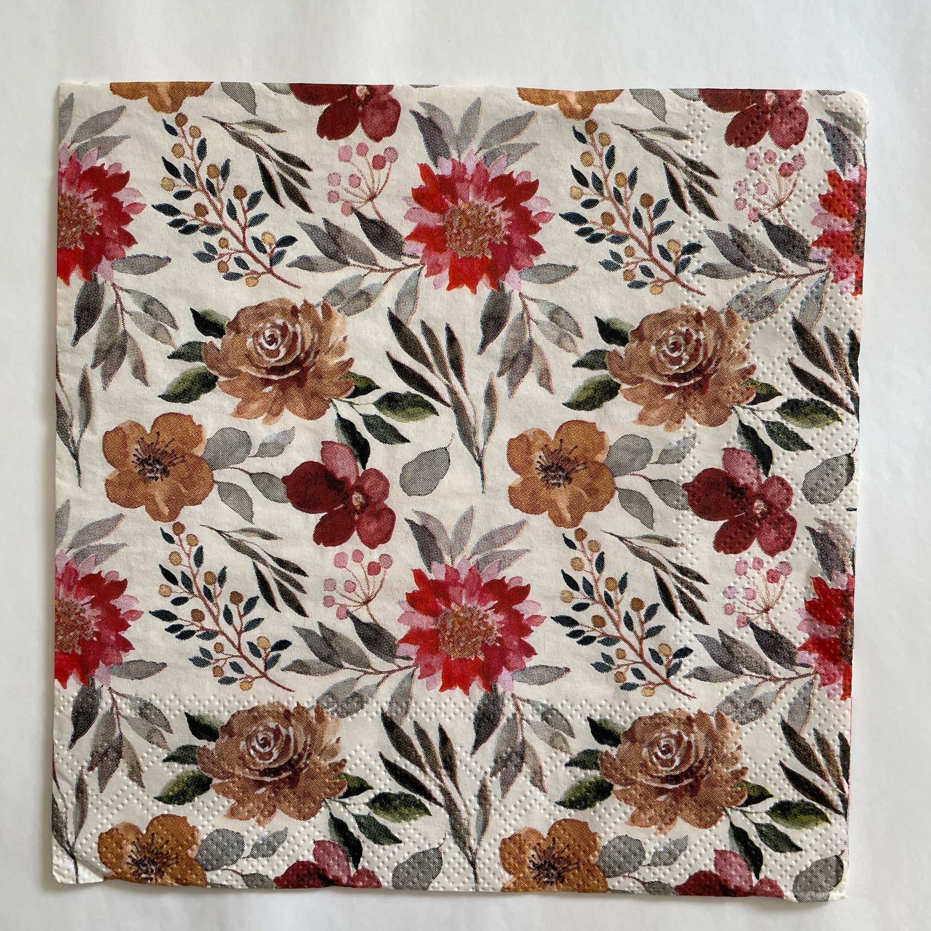 Napkin - Red Floral Pattern