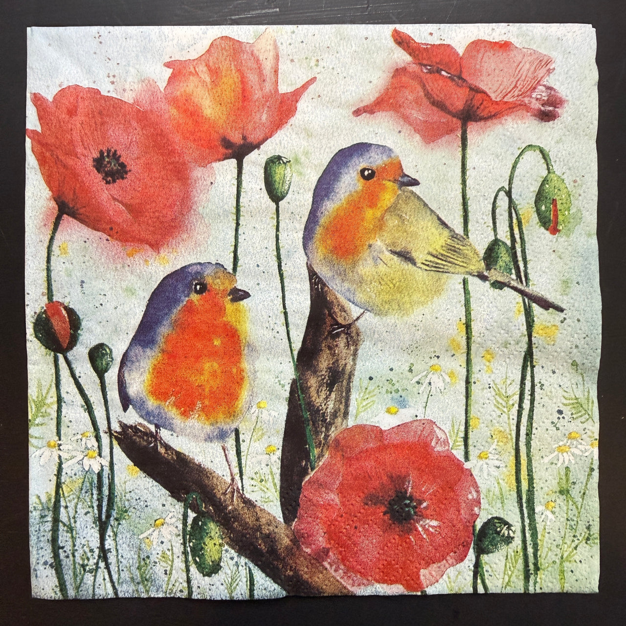 Napkin - Red Robbin & poppy