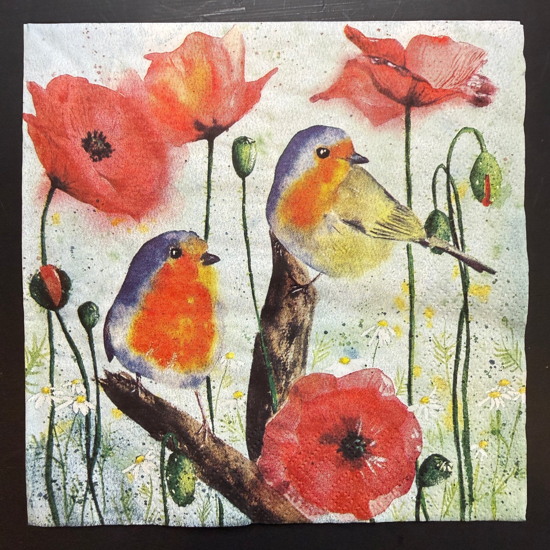 Napkin - Red Robbin & poppy