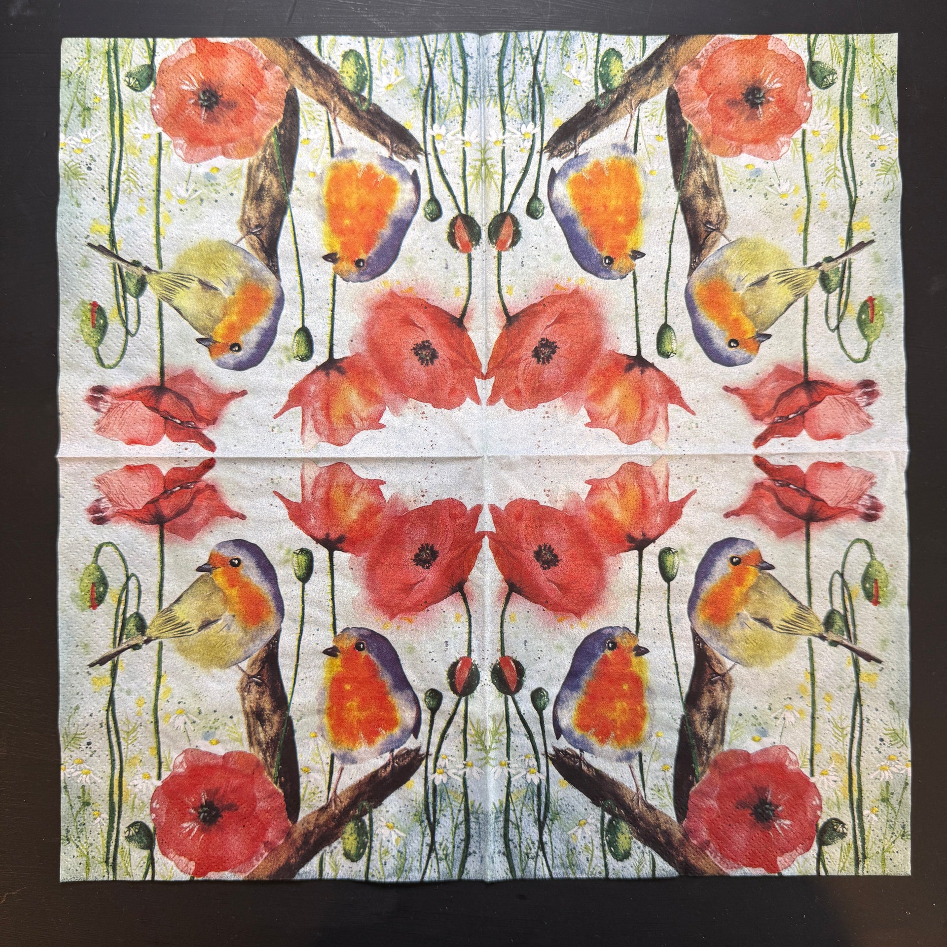 Napkin - Red Robbin & poppy