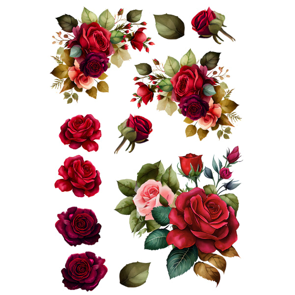 Red Ruby White Cloud Decor Transfer