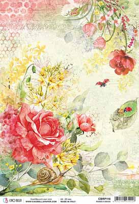 A4 Rice Paper - Roses & Bugs