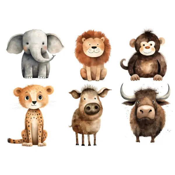 Safari Animals White Cloud Decor Transfer